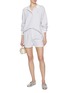 Figure View - Click To Enlarge - BARRIE - Striped Cashmere Cotton Oxford Shorts