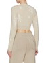 Back View - Click To Enlarge - BARRIE - Flower Intarsia Cropped Cashmere Blend Cardigan