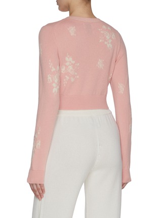 Back View - Click To Enlarge - BARRIE - Flower Intarsia Cropped Cashmere Blend Cardigan
