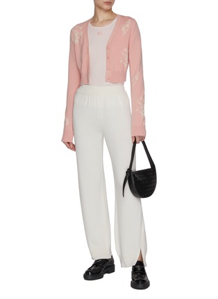 Figure View - Click To Enlarge - BARRIE - Flower Intarsia Cropped Cashmere Blend Cardigan