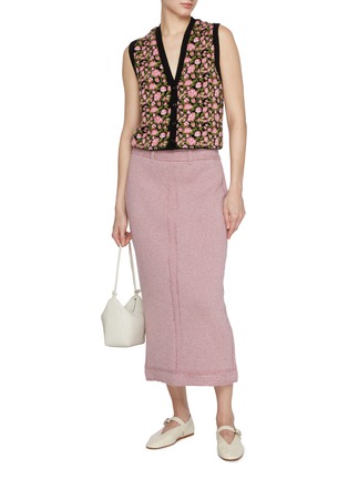 Figure View - Click To Enlarge - BARRIE - Floral Intarsia Button Front Cashmere Wool Vest