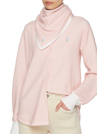 Figure View - Click To Enlarge - BARRIE - Striped Cashmere Cotton Oxford Scarf
