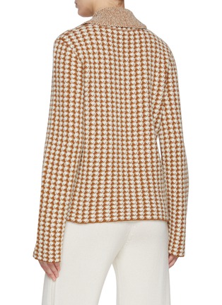 Back View - Click To Enlarge - BARRIE - Houndstooth Button Front Cashmere Blend Cardigan