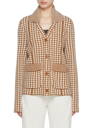 Main View - Click To Enlarge - BARRIE - Houndstooth Button Front Cashmere Blend Cardigan
