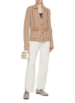 Figure View - Click To Enlarge - BARRIE - Houndstooth Button Front Cashmere Blend Cardigan