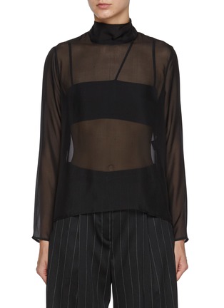 Main View - Click To Enlarge - LA COLLECTION - Clarice Sheer High Neck Silk Top