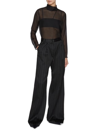 Figure View - Click To Enlarge - LA COLLECTION - Clarice Sheer High Neck Silk Top