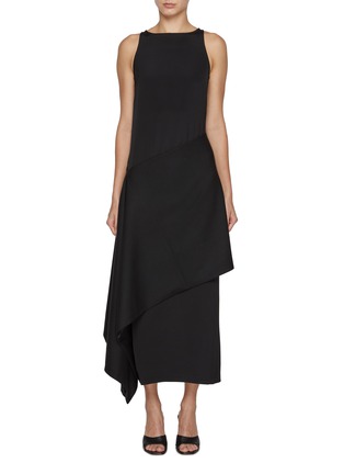 Main View - Click To Enlarge - LA COLLECTION - Naomi Silk Dress & Macha Wool Scarf