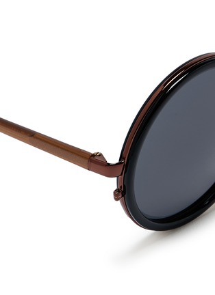 Detail View - Click To Enlarge - MATTHEW WILLIAMSON - Stainless steel rim acetate round sunglasses