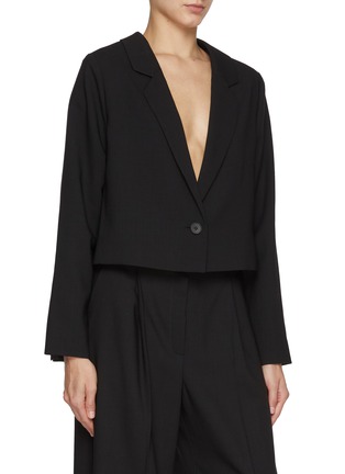 Detail View - Click To Enlarge - LA COLLECTION - Capraia 2 Way Single Breasted Cropped Wool Blazer