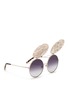 Figure View - Click To Enlarge - MATTHEW WILLIAMSON - Leaf cutout flip cover metal round sunglasses