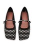 Detail View - Click To Enlarge - AMINA MUADDI - Ane Crystal Heart Suede Mary Jane Flats