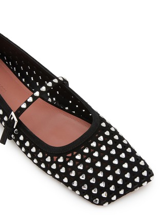 Detail View - Click To Enlarge - AMINA MUADDI - Ane Crystal Heart Suede Mary Jane Flats