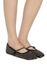 Figure View - Click To Enlarge - AMINA MUADDI - Ane Crystal Heart Suede Mary Jane Flats