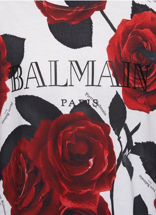  - BALMAIN - Vintage Rose Print T-Shirt