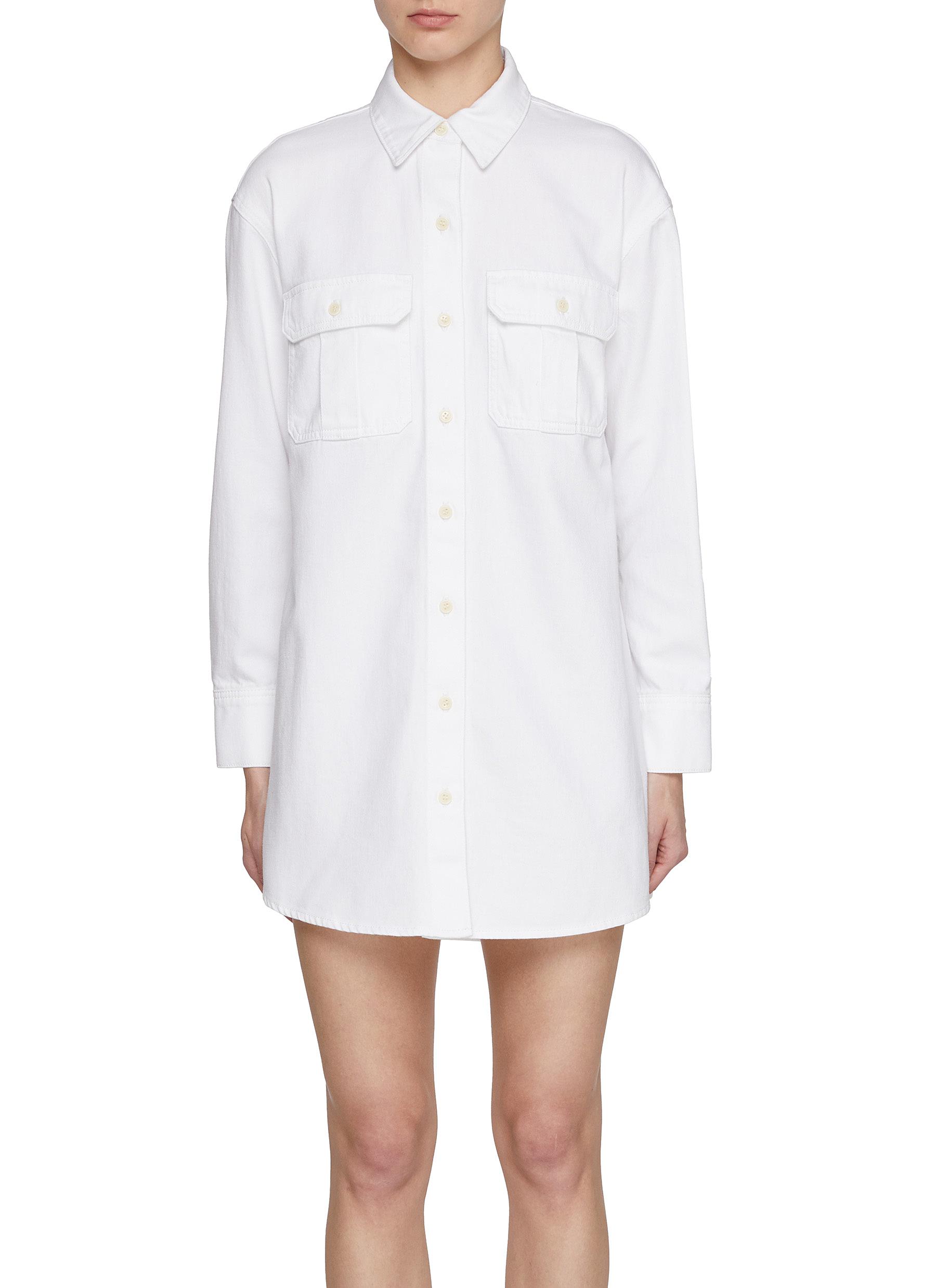 THEORY Oversized Denim Shirt Dress Women Lane Crawford