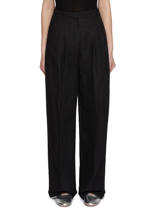 Main View - Click To Enlarge - THEORY - Pleated Linen Trousers