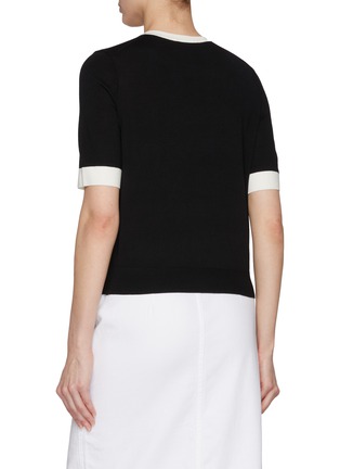 Back View - Click To Enlarge - THEORY - Contrast Short Sleeve Wool Cardigan