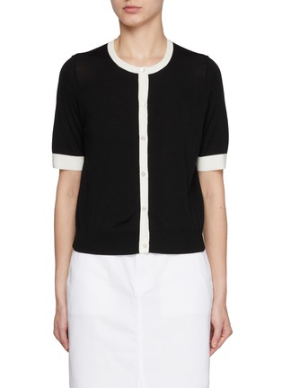 Main View - Click To Enlarge - THEORY - Contrast Short Sleeve Wool Cardigan