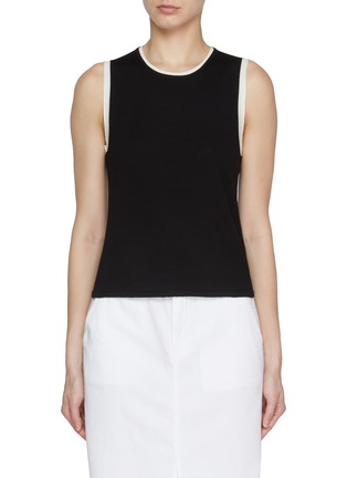 THEORY | Contrast Trim Wool Knit Top
