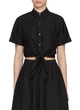 Main View - Click To Enlarge - THEORY - Front Knot Cropped Shirt