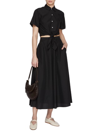 Figure View - Click To Enlarge - THEORY - Flared Cotton Blend Midi Skirt