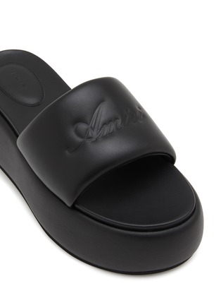 Detail View - Click To Enlarge - AMIRI - Script Leather Platform Sandals