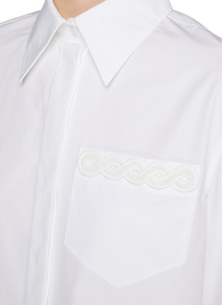  - VALENTINO GARAVANI - Embroidered Loop Trim Pocket Cotton Shirt