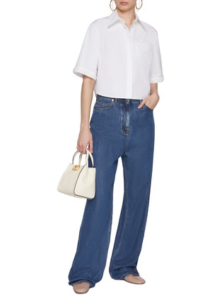 Figure View - Click To Enlarge - VALENTINO GARAVANI - Embroidered Loop Trim Pocket Cotton Shirt