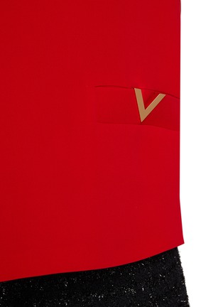  - VALENTINO GARAVANI - Metallic Logo Pocket V-Neck Silk Top
