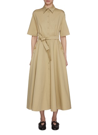 Main View - Click To Enlarge - VALENTINO GARAVANI - Belted Cotton Linen Shirt Dress