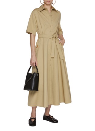 Figure View - Click To Enlarge - VALENTINO GARAVANI - Belted Cotton Linen Shirt Dress