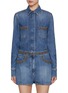 Main View - Click To Enlarge - VALENTINO GARAVANI - Embroidered Trim Medium Wash Jumpsuit