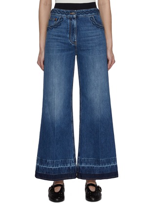 Main View - Click To Enlarge - VALENTINO GARAVANI - Embroidered Medium Washed Jeans