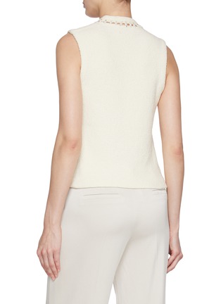 Back View - Click To Enlarge - ST. JOHN - Faux Pearl Embroidered Neckline Bouclé Top