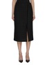 Main View - Click To Enlarge - ST. JOHN - Fringe Trim Tweed Front Slit Pencil Skirt