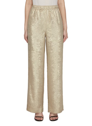 Main View - Click To Enlarge - ST. JOHN - Tie Waist Metallic Fluid Pants