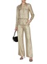 Figure View - Click To Enlarge - ST. JOHN - Tie Waist Metallic Fluid Pants