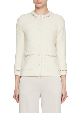 Main View - Click To Enlarge - ST. JOHN - Pearl Embellished Bouclé Jacket
