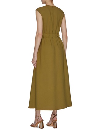 Back View - Click To Enlarge - ST. JOHN - Cap sleeve Belted Midi Dress