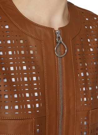  - ST. JOHN - Wide Lasercut Leather Jacket