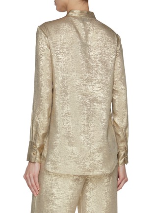 Back View - Click To Enlarge - ST. JOHN - Half Placket Metallic Blouse