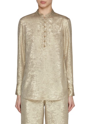 Main View - Click To Enlarge - ST. JOHN - Half Placket Metallic Blouse