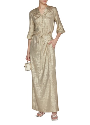 Figure View - Click To Enlarge - ST. JOHN - Metallic Fluid Maxi Dress