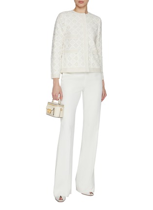 Figure View - Click To Enlarge - ST. JOHN - Guipure Lace Tweed Jacket