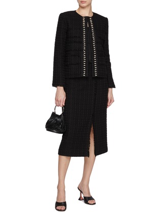 Figure View - Click To Enlarge - ST. JOHN - Cotton Linen Blend Tweed Jacket