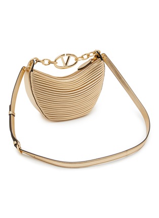 Detail View - Click To Enlarge - VALENTINO GARAVANI - VLogo Moon Laminata Leather Hobo Bag