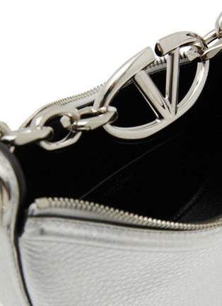 Detail View - Click To Enlarge - VALENTINO GARAVANI - Mini VLogo Moon Hobo Metallic Calfskin Shoulder Bag