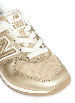 Detail View - Click To Enlarge - NEW BALANCE - '574' metallic faux leather toddler sneakers