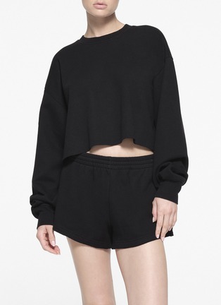 Detail View - Click To Enlarge - SKIMS - Cotton Fleece Cropped Crewneck Sweater